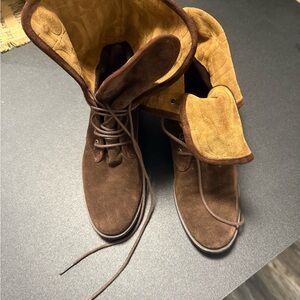 Carolina Herrera Brown Lace Up Boots